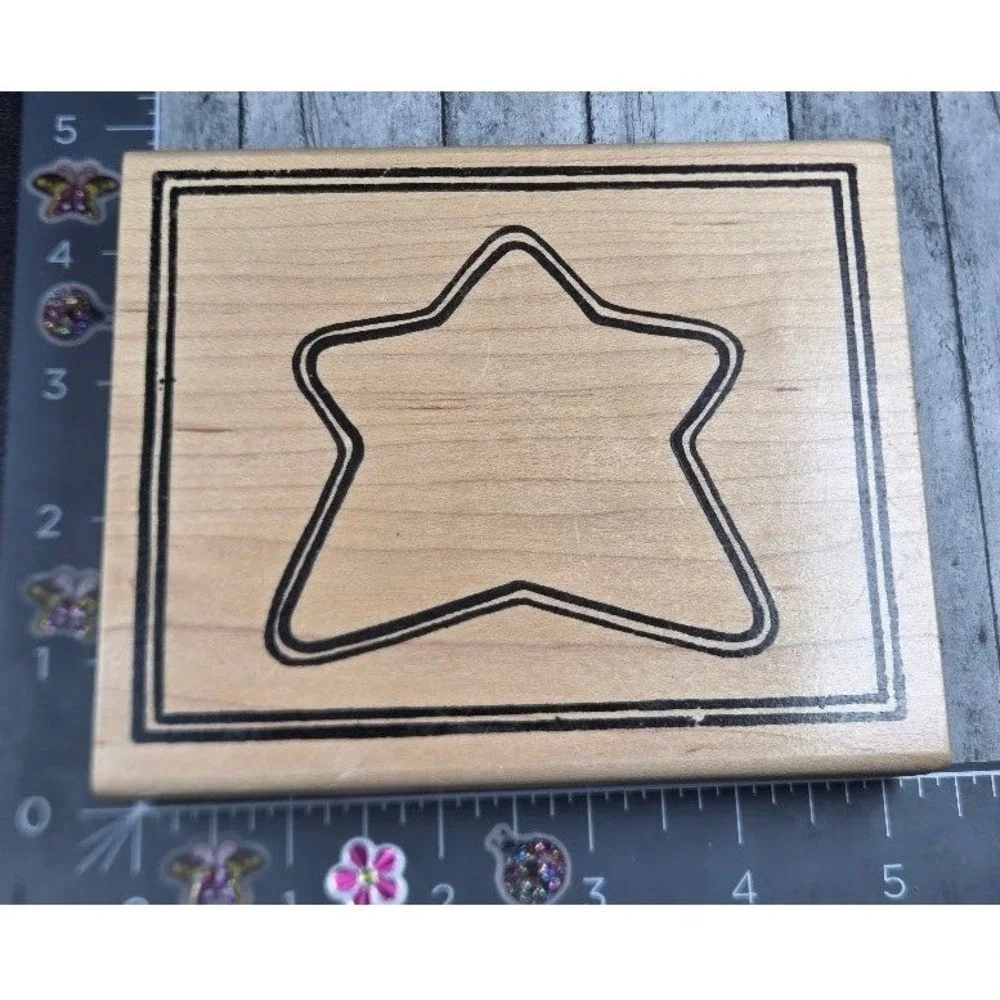 Alias Smith & Rowe Star Frame Large Rubber Stamp Wood #F3